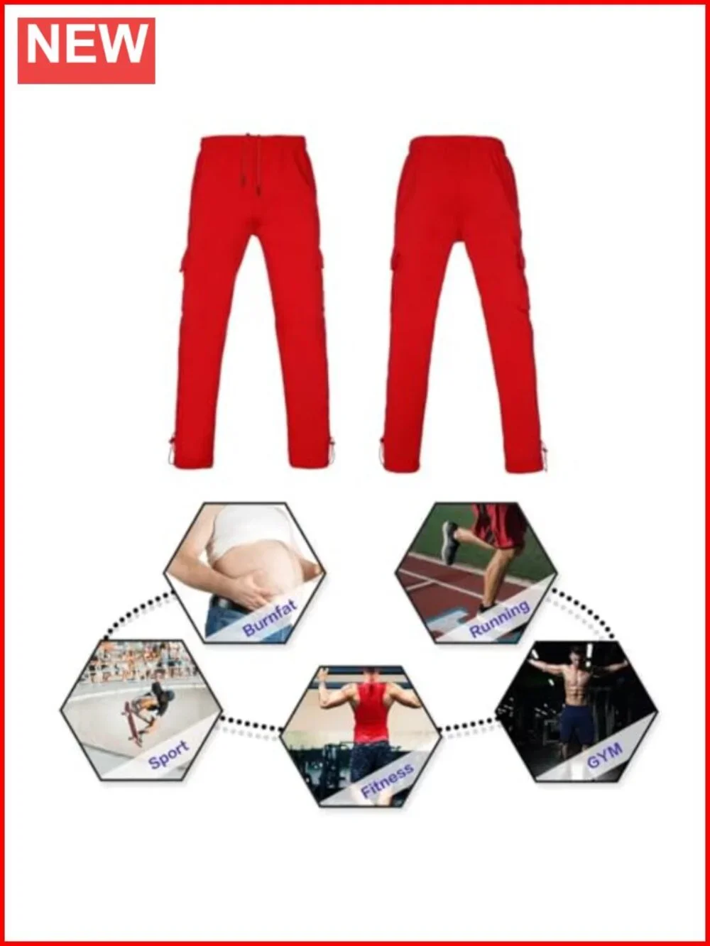 Men's Fleece Cargo Sweatpants Loose Multi-Pocket Tall Big Size